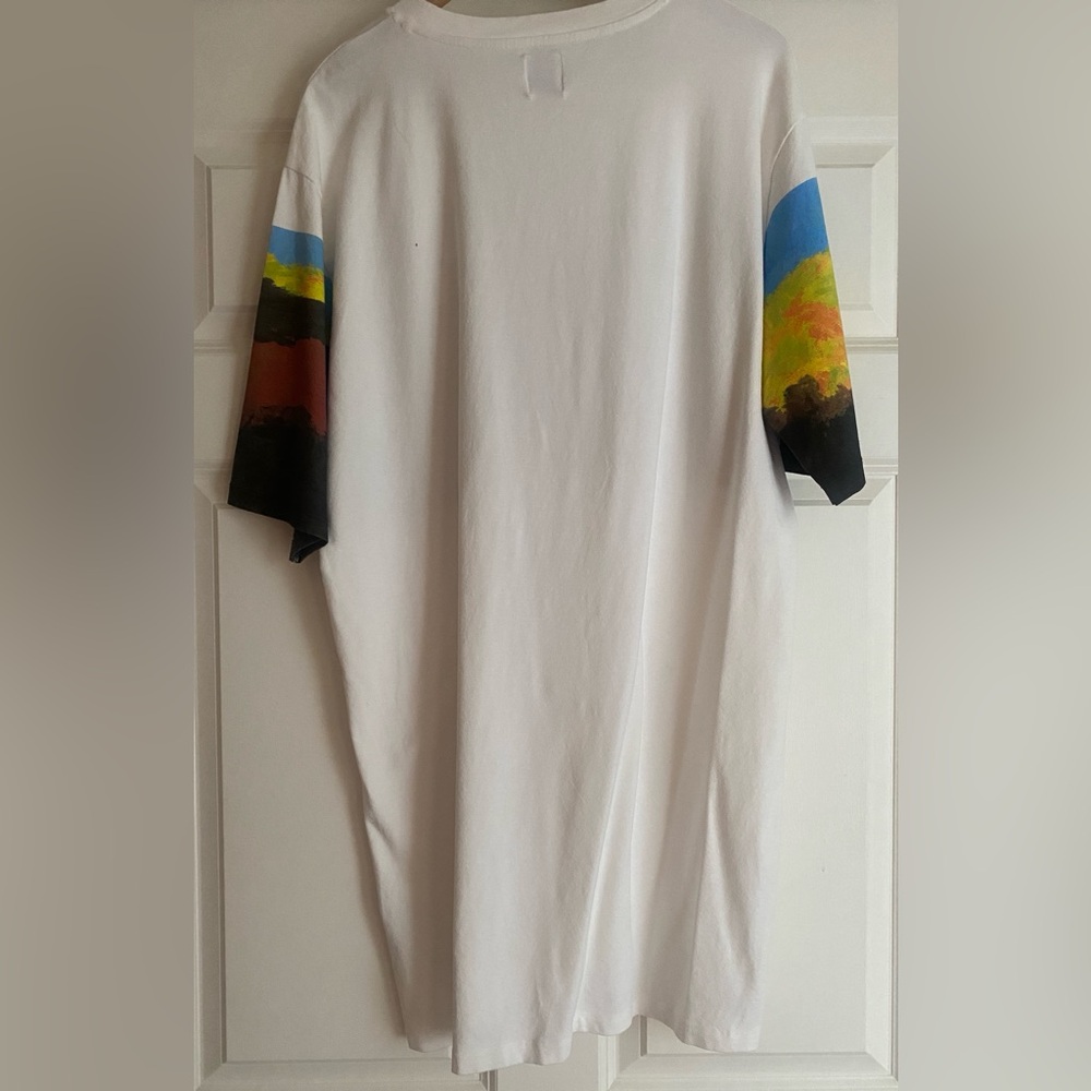 Zara White Graphic T-Shirt Dress Size M Art To Wear Vibrant Women By The Pool - Picture 5 of 9
